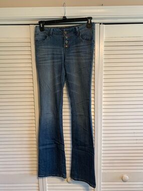 Button-Fly Flared Blue Jeans - Mid-Rise - Extra Tall 35” Inseam
